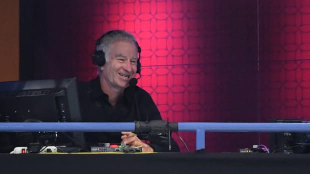 Four-time U.S Open singles champion and ESPN commentator John McEnroe calls the match between Dominic Thiem of Austria and Alex de Minaur of Australia.